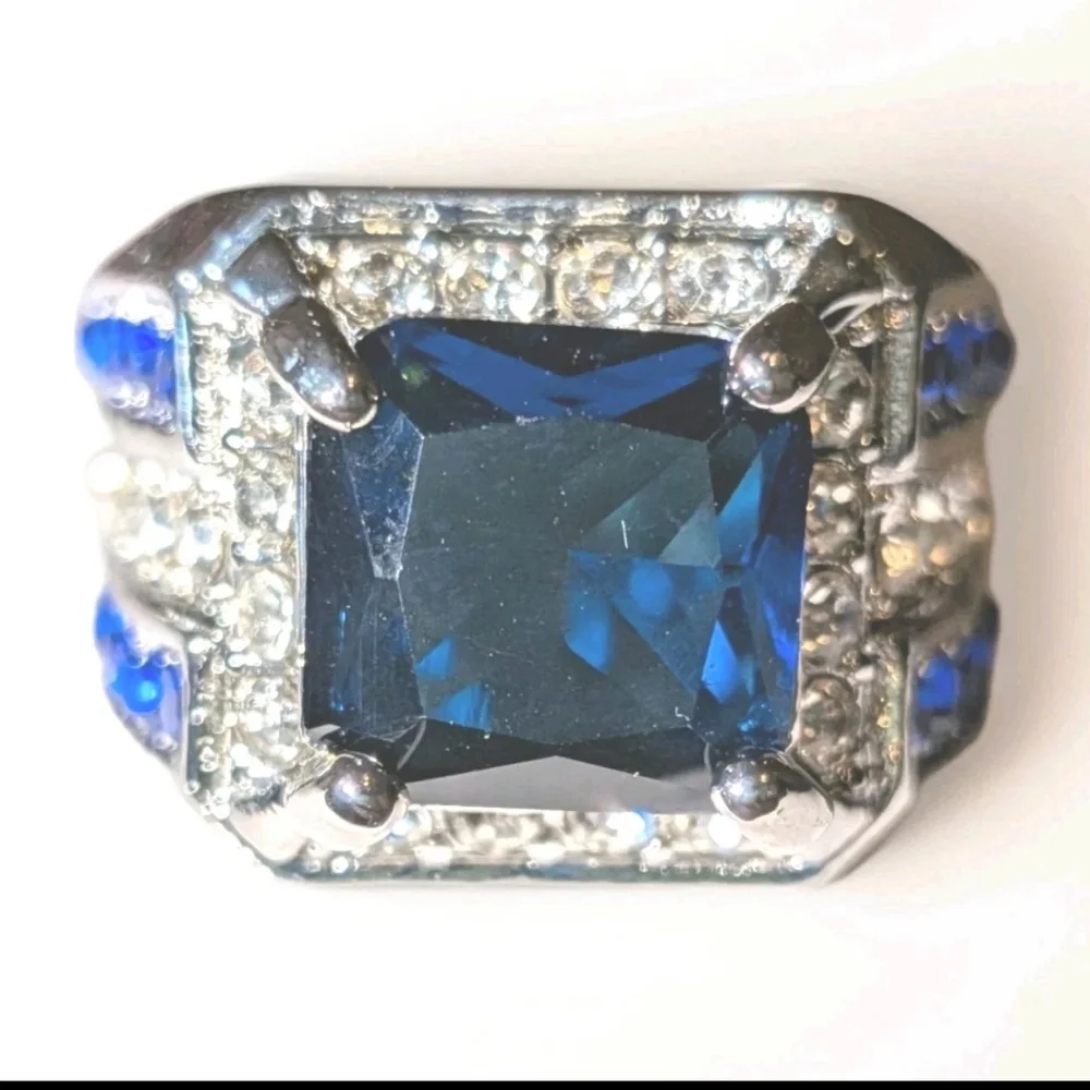 Sapphire Diamond Men's Ring Sz 9